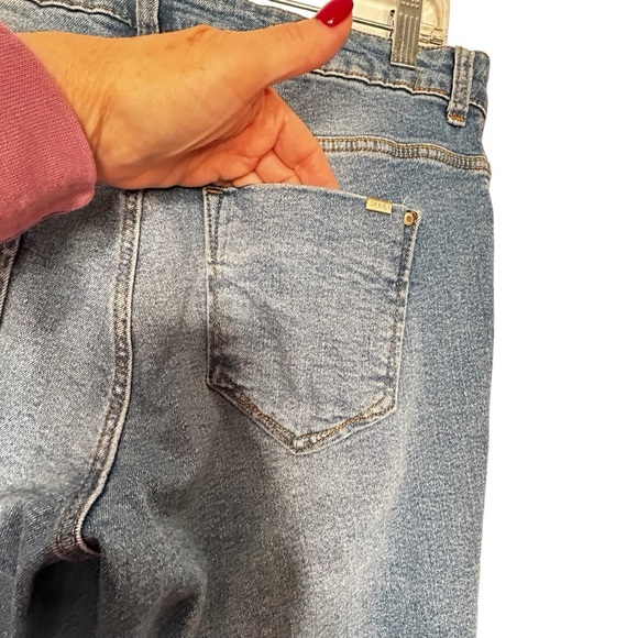 Zara Medium Wash Skinny Denim Jeans Striped Trim Up Legs Z1975 Sz 10-runs small - Picture 9 of 10